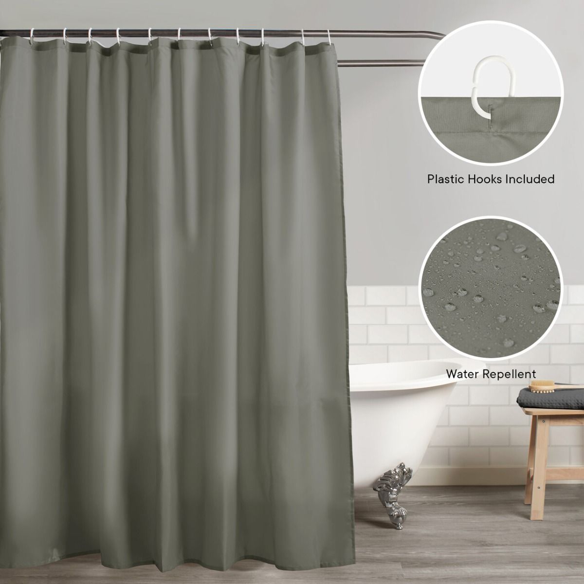 OHS Bathroom Shower Curtain - Grey