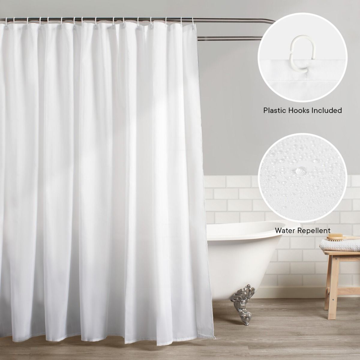 OHS Bathroom Shower Curtain - White