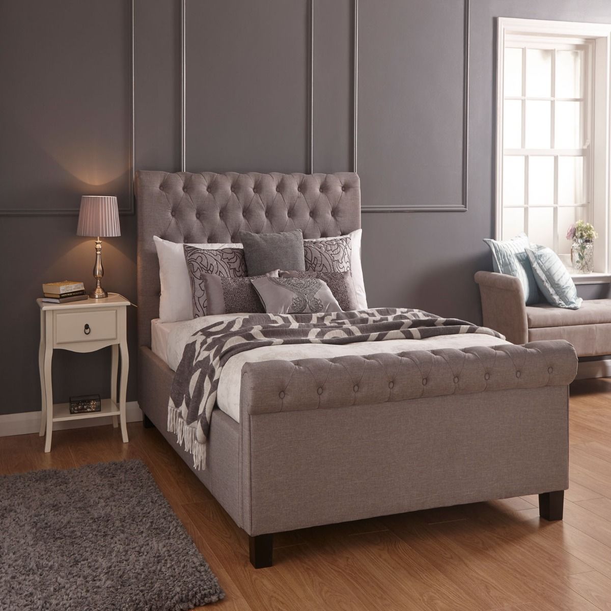 Layla Ottoman Storage Bed, 4ft 6 Double Silver