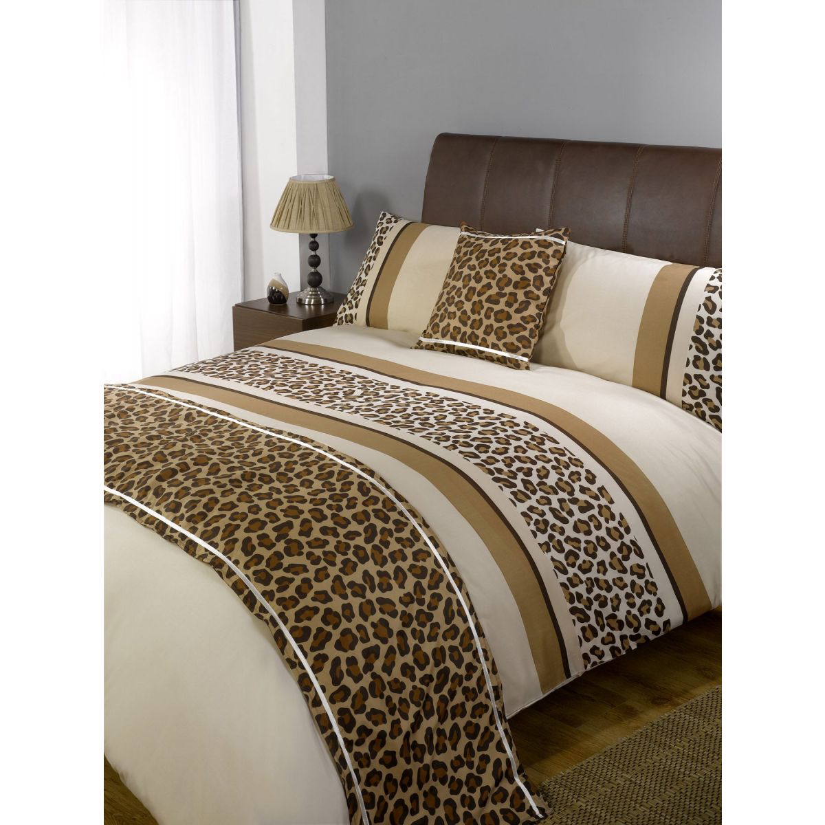 Leopard Bed In A Bag King Size Duvet Cover Set - Chocolate