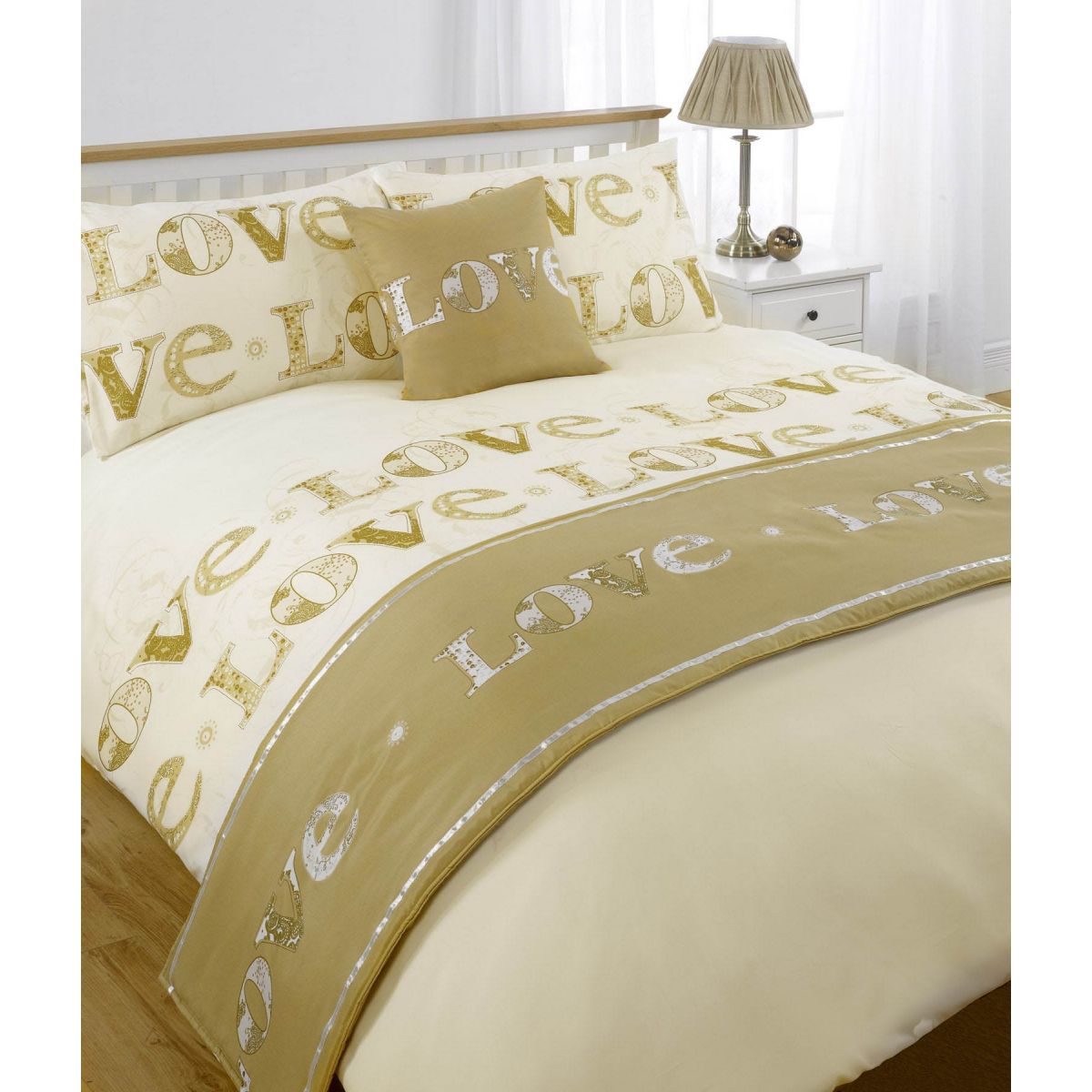 Love Bed In A Bag Duvet Cover Set - Gold