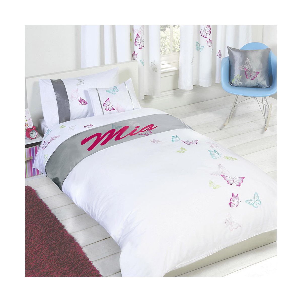 Tobias Baker Personalised Butterfly Duvet Cover Pillow Case Bedding Set - Mia, Double