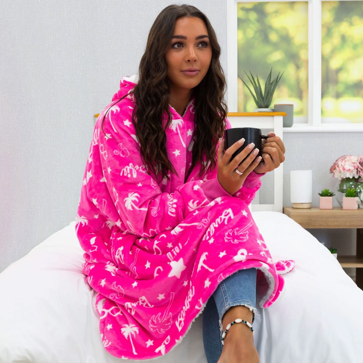 Barbie Stars Hoodie Blanket, Pink - Adults