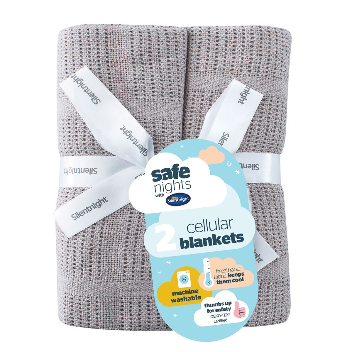 Silentnight Safe Nights 2 Pack Cellular Blanket - Grey