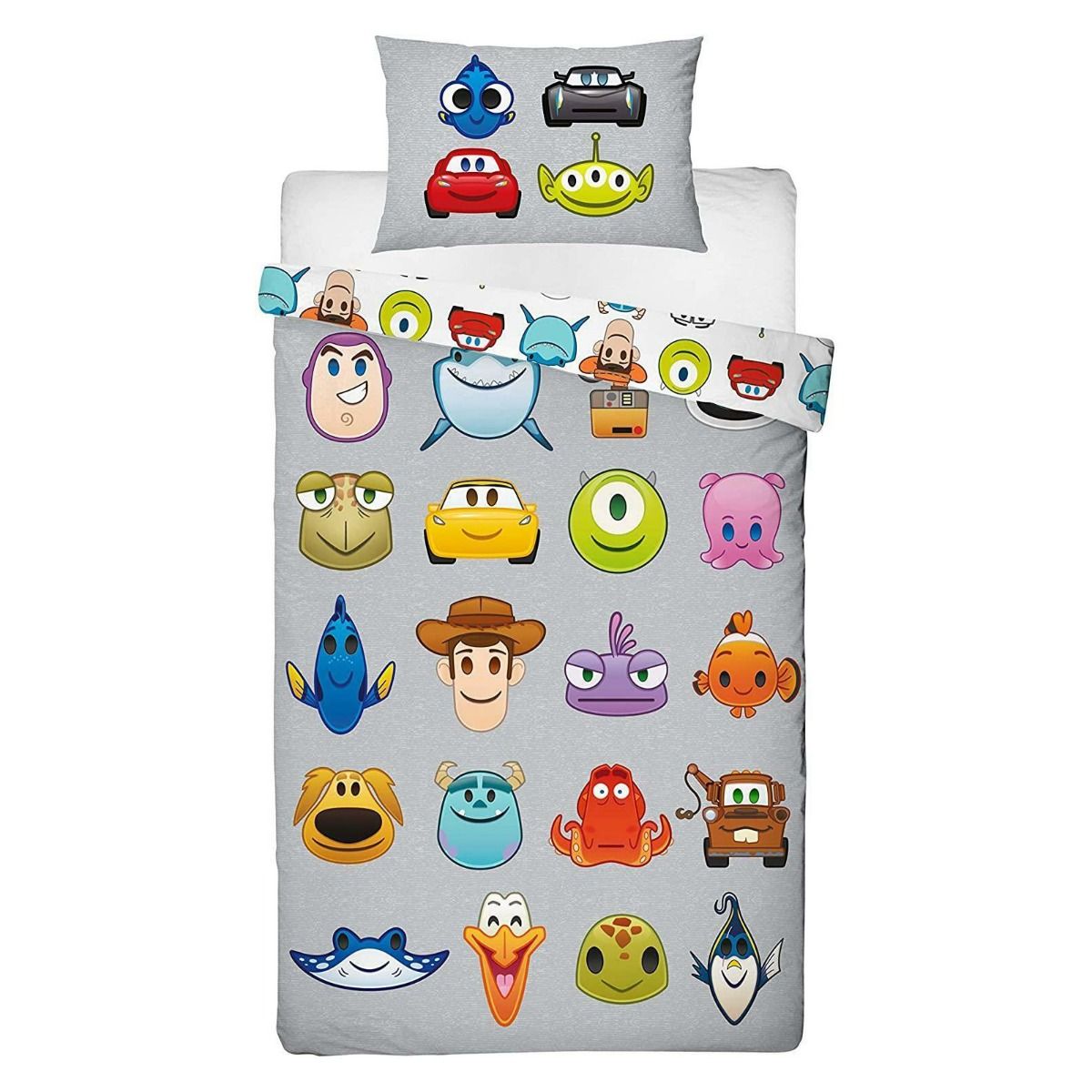 Disney Emoji Reversible Duvet Set, Grey - Single