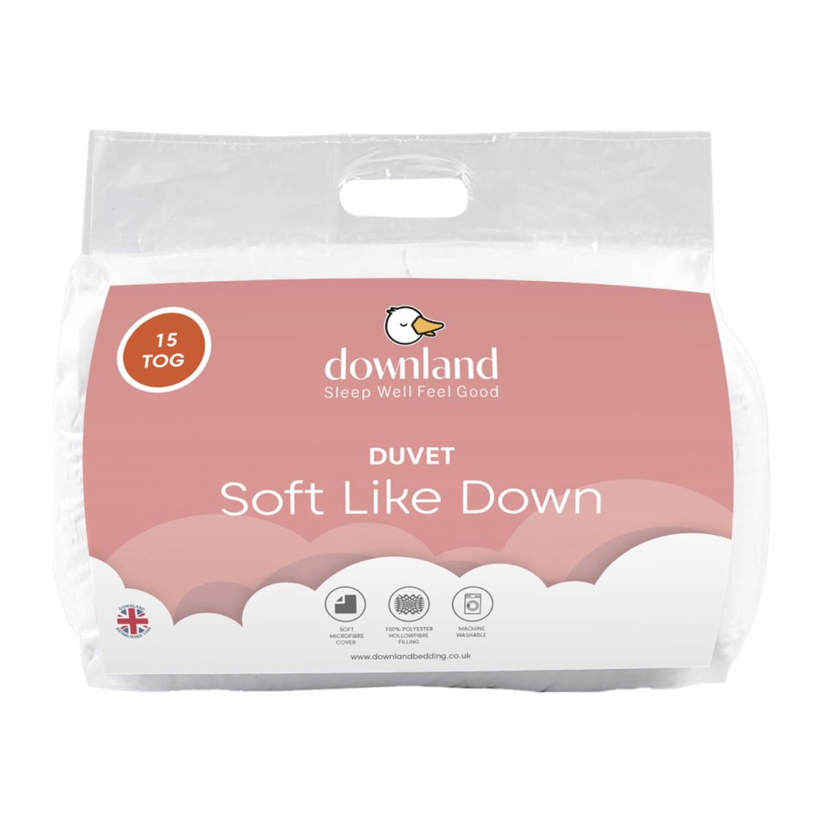 Downland Soft Like Down 15 Tog Duvet - White