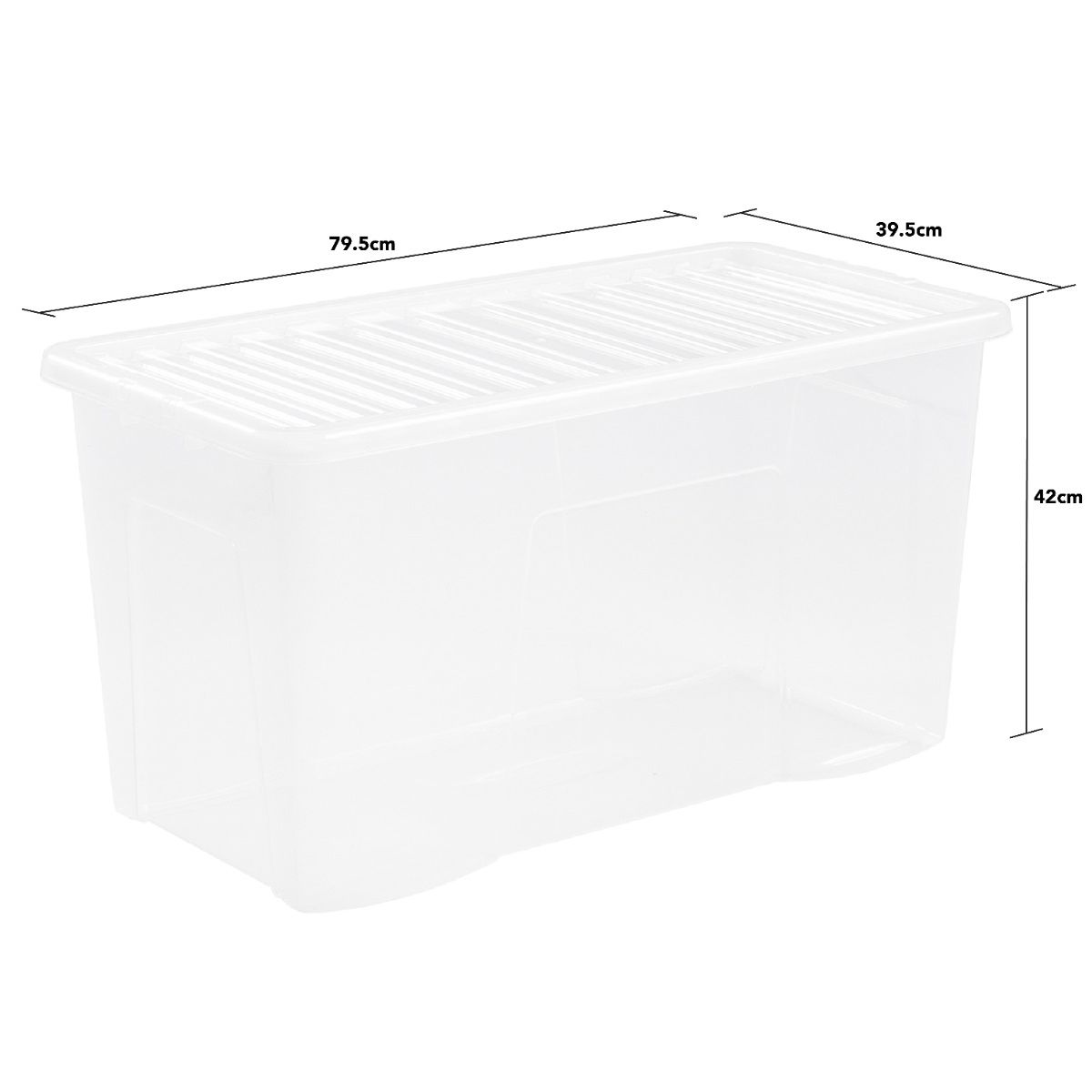 Wham Crystal Stackable Plastic Storage Box & Lid, Clear 110 Litre