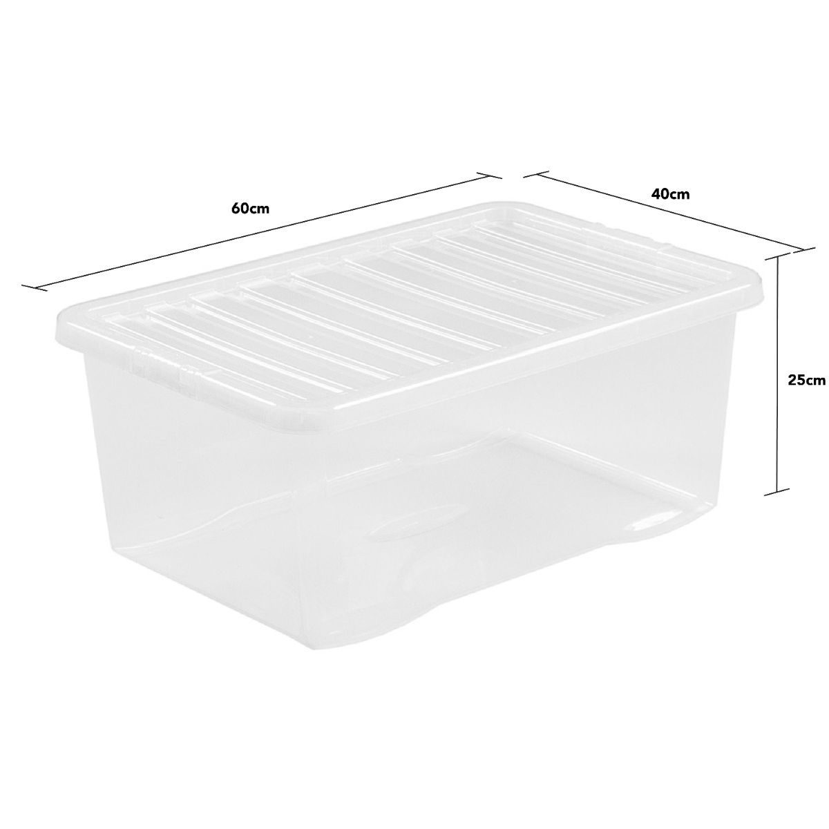 Wham Crystal Stackable Plastic Storage Box & Lid, Clear 45 Litre