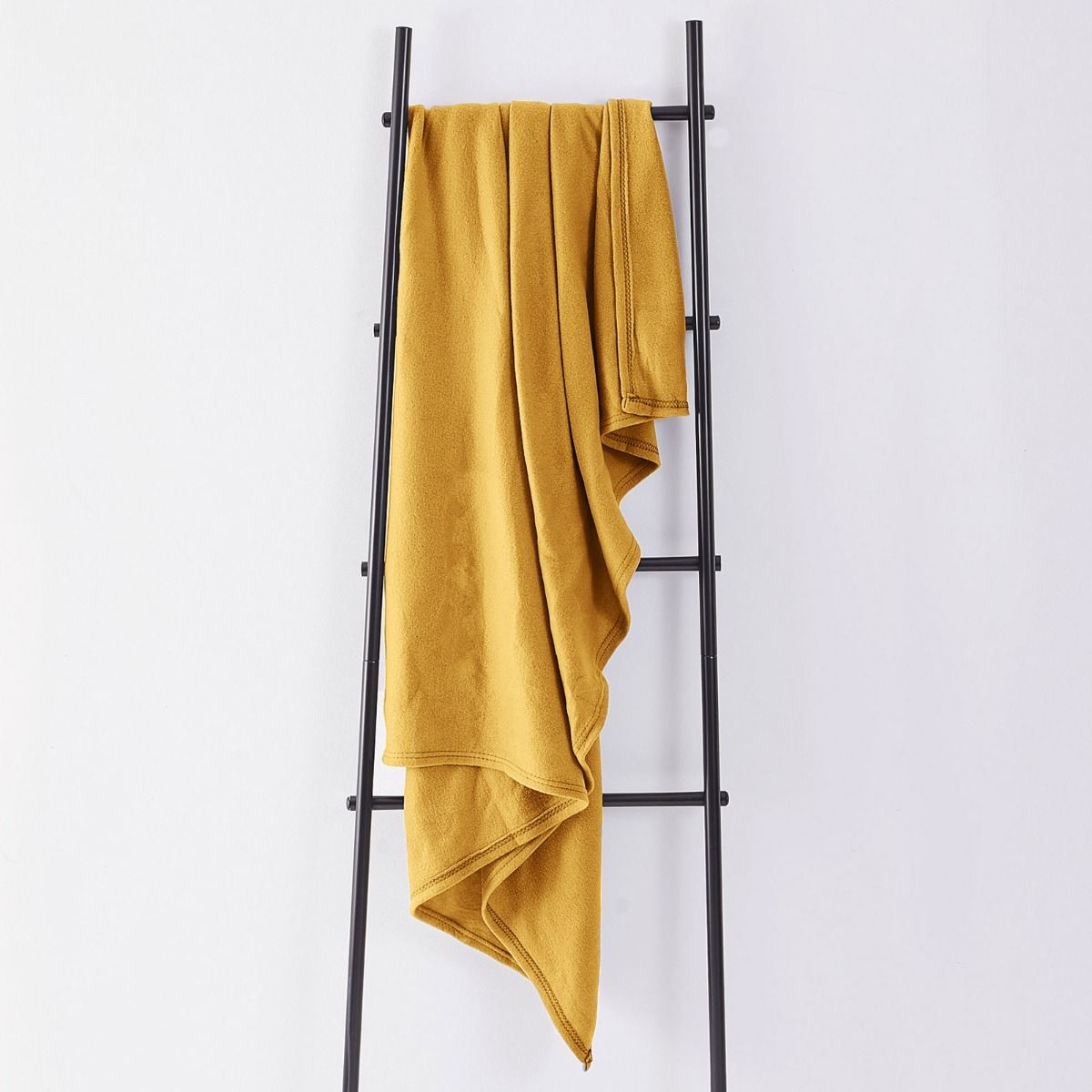 Dreamscene Plain Fleece Throw, Ochre Mustard Yellow - 120 x 150cm