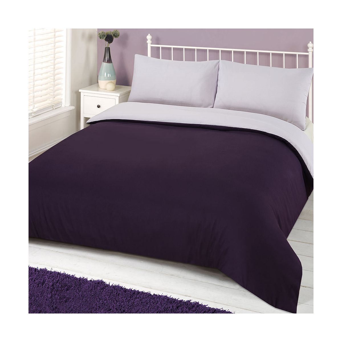 Brentfords Plain Duvet Cover Set - Purple Lilac