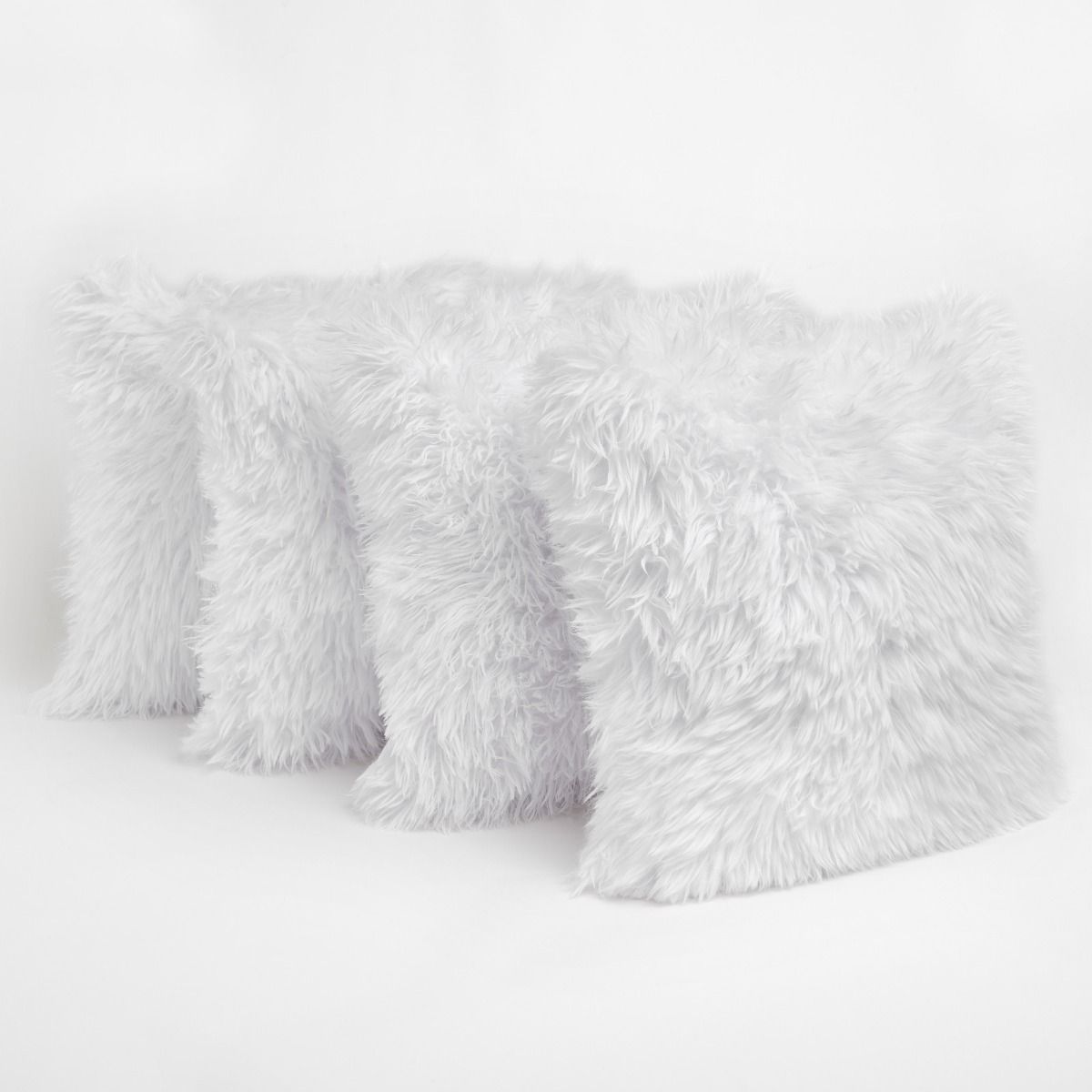 Sienna Faux Mongolian Fur Cushion Covers - White