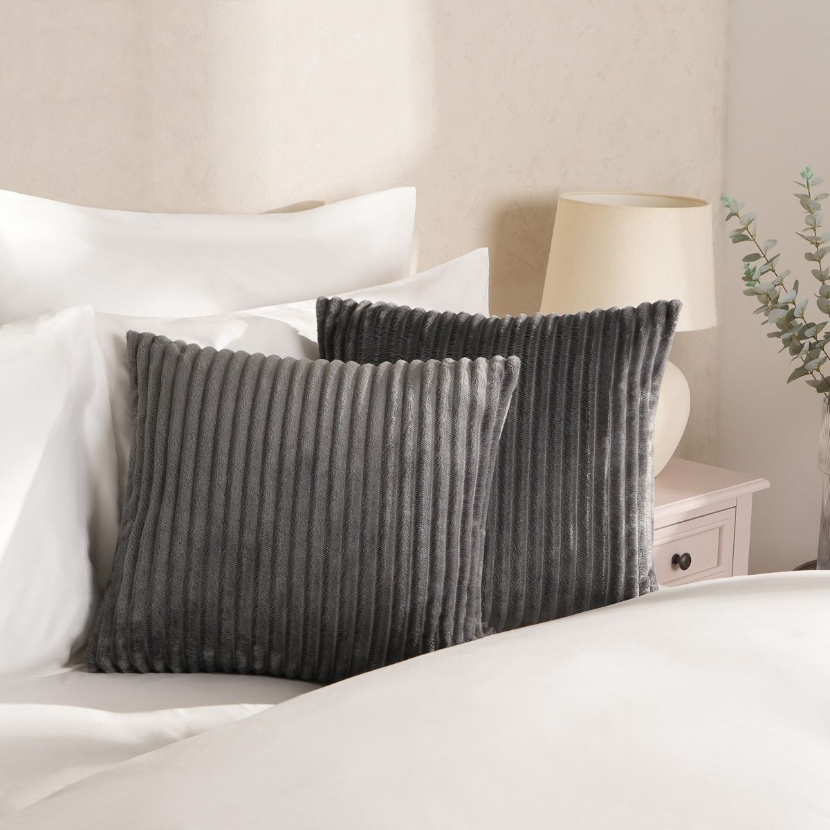 Sienna Jumbo Cord Ribbed Cushion Covers Charcoal