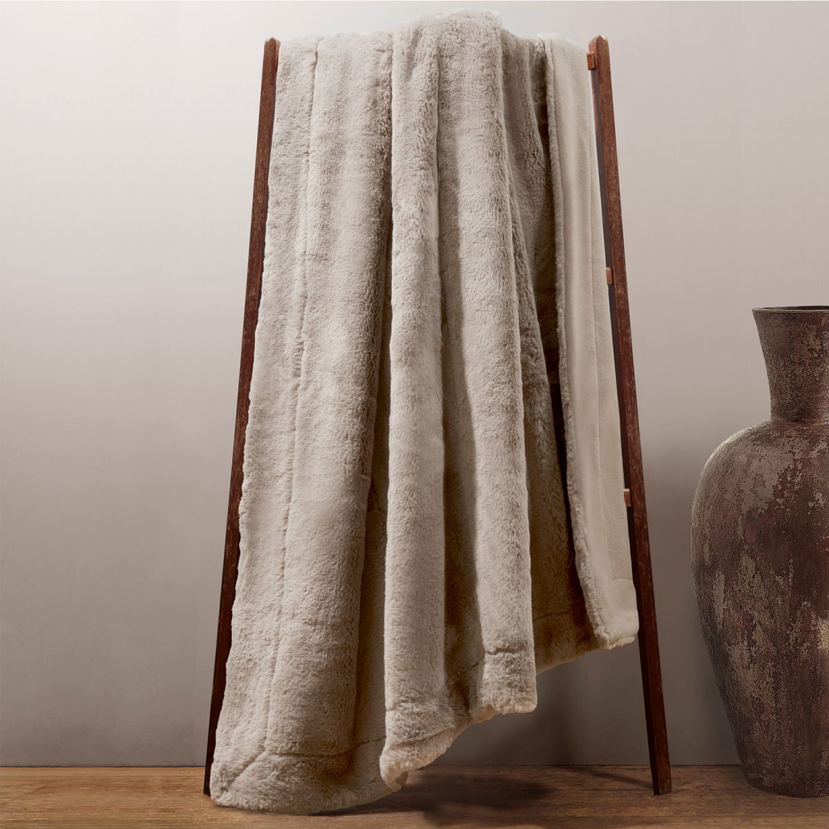 Plush Soft Rabbit Faux Fur Throw Over 