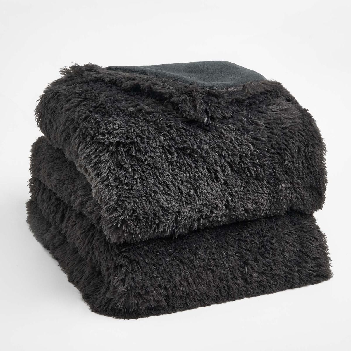 Sienna Fluffy Throw, 60 x 80 inches - Charcoal