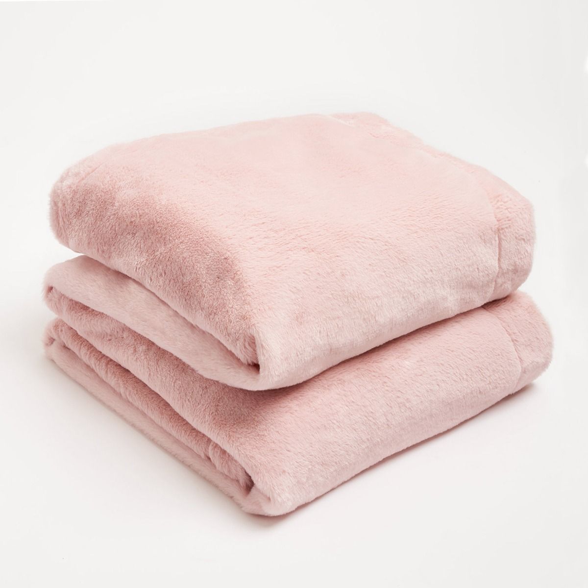 Sienna Faux Fur Fleece Throw, Blush 200 x 240cm