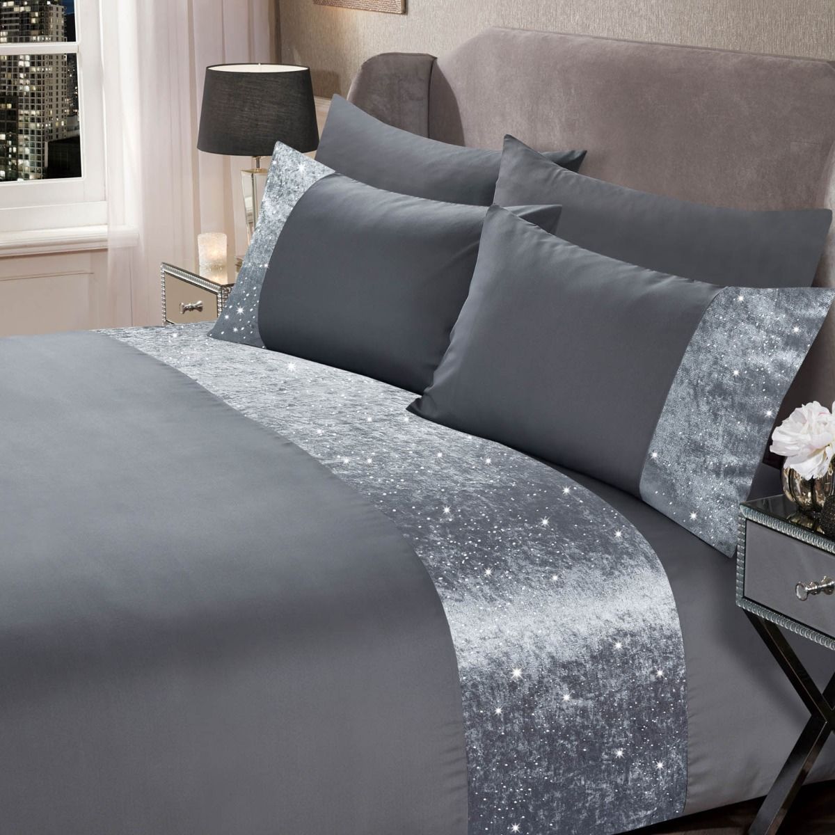 Sienna Crushed Velvet Glitter Panel 