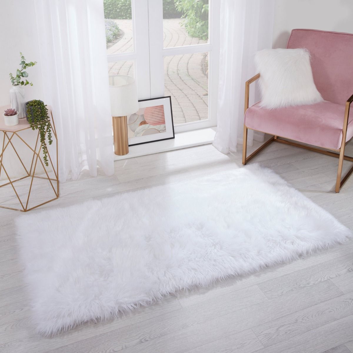 Sienna Faux Fur Rug, White