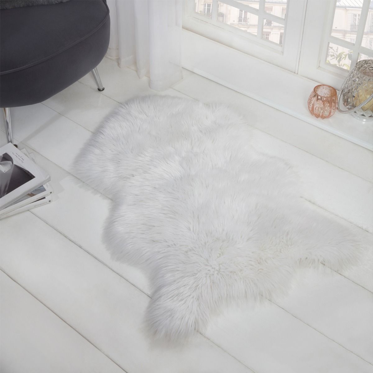 white fur rugs