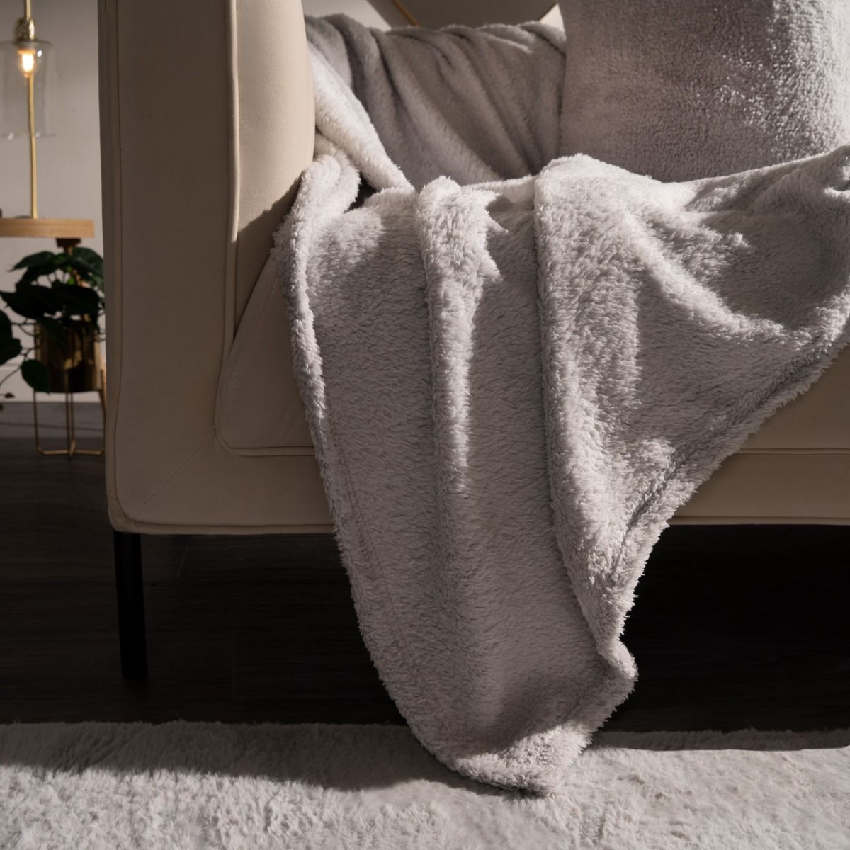 Brentfords Teddy Fleece Blanket Soft Throw Over Bed, Silver Grey - 200 x  240cm