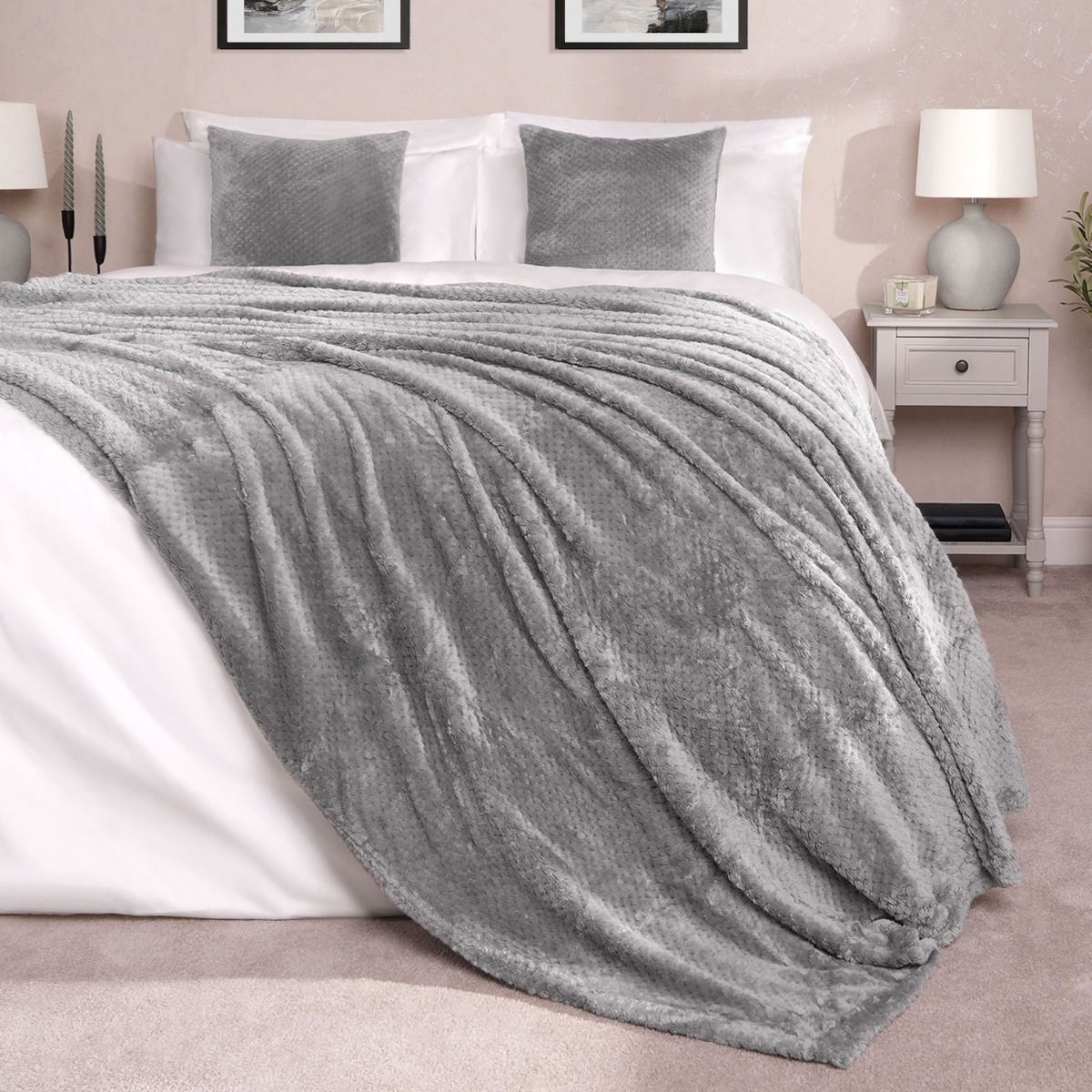 Luxury Waffle Mink Warm Throw Over Sofa Bed Soft Blanket 150 x 200cm Charcoal