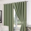 Luxury Basket Weave Lined  Eyelet Curtains with Tiebacks - Soft Green 90"x72"