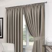 Luxury Basket Weave Lined Tape Top Curtains with Tiebacks - Silver/Grey 66x72