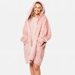 Brentfords Teddy Fleece Zip Up Hoodie Blanket, Adults - Blush Pink