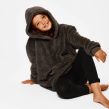 Brentfords Teddy Fleece Hoodie Blanket, Kids - Charcoal Grey