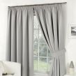 Thermal Pencil Pleat Blackout PAIR Curtains Ready Made Fully Lined Silver 66x72
