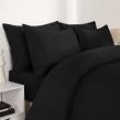 Brentfords Plain Duvet Cover Quilt with Pillowcases - Black, Double