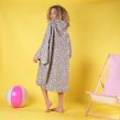 Brentfords Leopard Print Adults Poncho Oversized Changing Robe, Grey - One Size