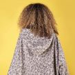 Brentfords Leopard Print Adults Poncho Oversized Changing Robe, Grey - One Size