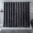 Sienna Home Crushed Velvet Eyelet Curtains - Charcoal Grey 90" x 90"