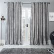 Sienna Home Crushed Velvet Eyelet Curtains - Silver 90" x 54"