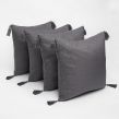 Dreamscene 4 pack Tassel Cushion Covers - Charcoal