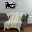 Dreamscene Chunky Knit Pom Pom Throw, Cream - 150 x 180cm