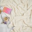 Dreamscene Chunky Knit Pom Pom Throw, Cream - 150 x 180cm