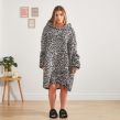 Dreamscene Leopard Print Hoodie Blanket, Adults - Charcoal