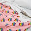 Dreamscene Rainbow Hearts Print Sherpa Throw, 60 x 70 inches - Blush