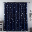 Dreamscene Galaxy Star Blackout Pencil Pleat Curtains - Navy Blue
