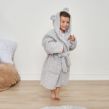 Dreamscene Kids Teddy Fleece Bear Ears Dressing Gown - Grey