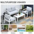 Outsunny Pe Rattan Table And Chairs Set, 4 Seater - White/Grey