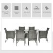 Outsunny Rattan Garden Furniture Dining Set, Grey - 7Pc