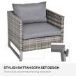 Outsunny  Wicker Rattan Dining Lounge Set, Grey - 4 Seater