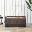 Outsunny  Wicker Rattan Storage Box Seat With Cushion - Brown