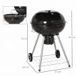 Outsunny Portable Kettle BBQ - Black