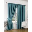 Luxury Faux Silk Blackout Curtains Including Tiebacks - Teal 90"X90"