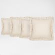 Highams Linen Frill Cushion Covers - Beige