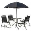 Outsunny Patio Dining Set With Parasol, 6 Piece - Black
