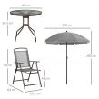 Outsunny Patio Dining Set With Parasol, 6 Piece - Grey